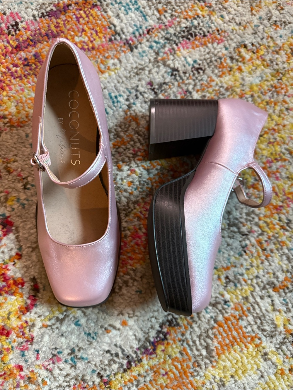 Coconuts by Matisse Pink shimmery Mary Jane Platform Heels. Matilda size 7.
